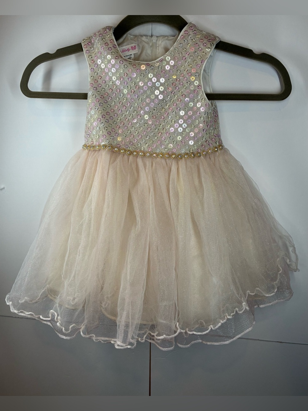 Bonnie Baby Girls Pink Sparkle Tulle Party Dress 24M Sleeveless